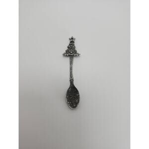1981 Gish Pewter Merry Christmas Tree Collector Spoon Snowflake Vintage Holidays